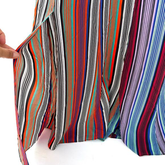 Diane Von Furstenberg Multicolor Striped Silk Button Front Flared Maxi Dress 4 - Picture 9 of 10